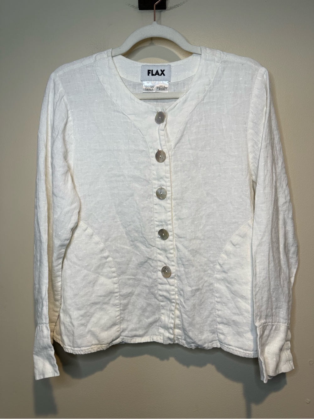 Flax white linen lagenlook button down jacket top